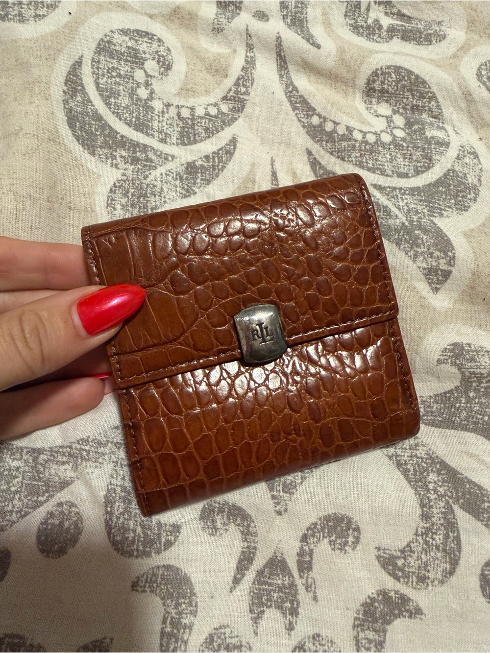 Lauren Ralph Lauren brown croc-embossed leather wallet